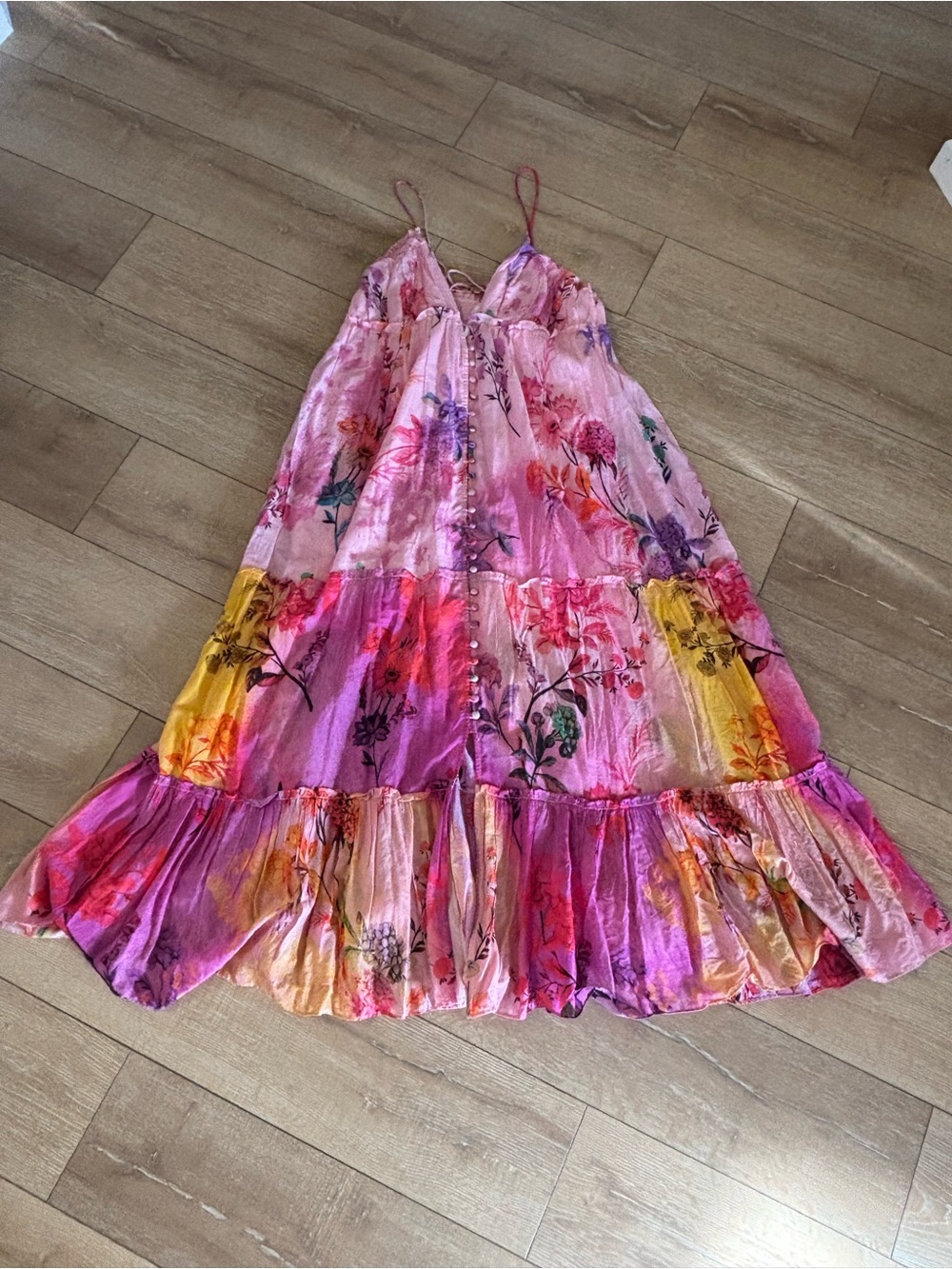 by Anthropologie Alissa Maxi Dress Floral Patchwork Pink Boho  L NWOT - Picture 2 of 7